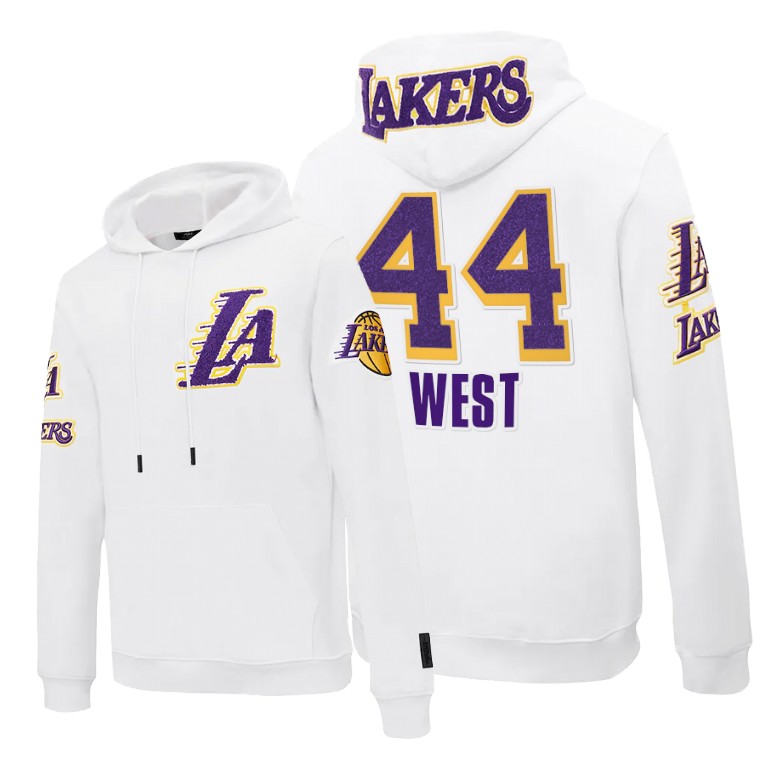 Men's Los Angeles Lakers Jerry West #44 NBA Pro Standard Pullover Team Logo White Basketball Hoodie ALZ4083PI